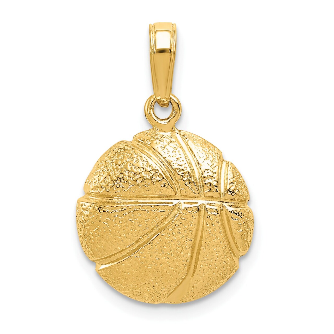 14K Yellow Gold Basketball Charm Sports Pendant Jewelry 21 X 14mm